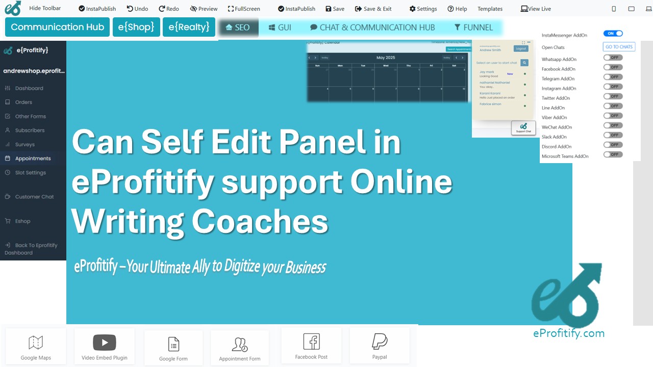 Can Self Edit Panel in eProfitify support Online Writing Coaches